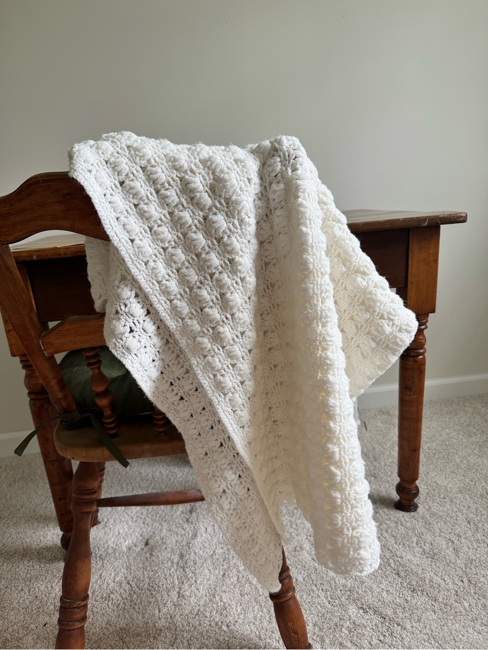 Handmade White Crochet Baby Blanket